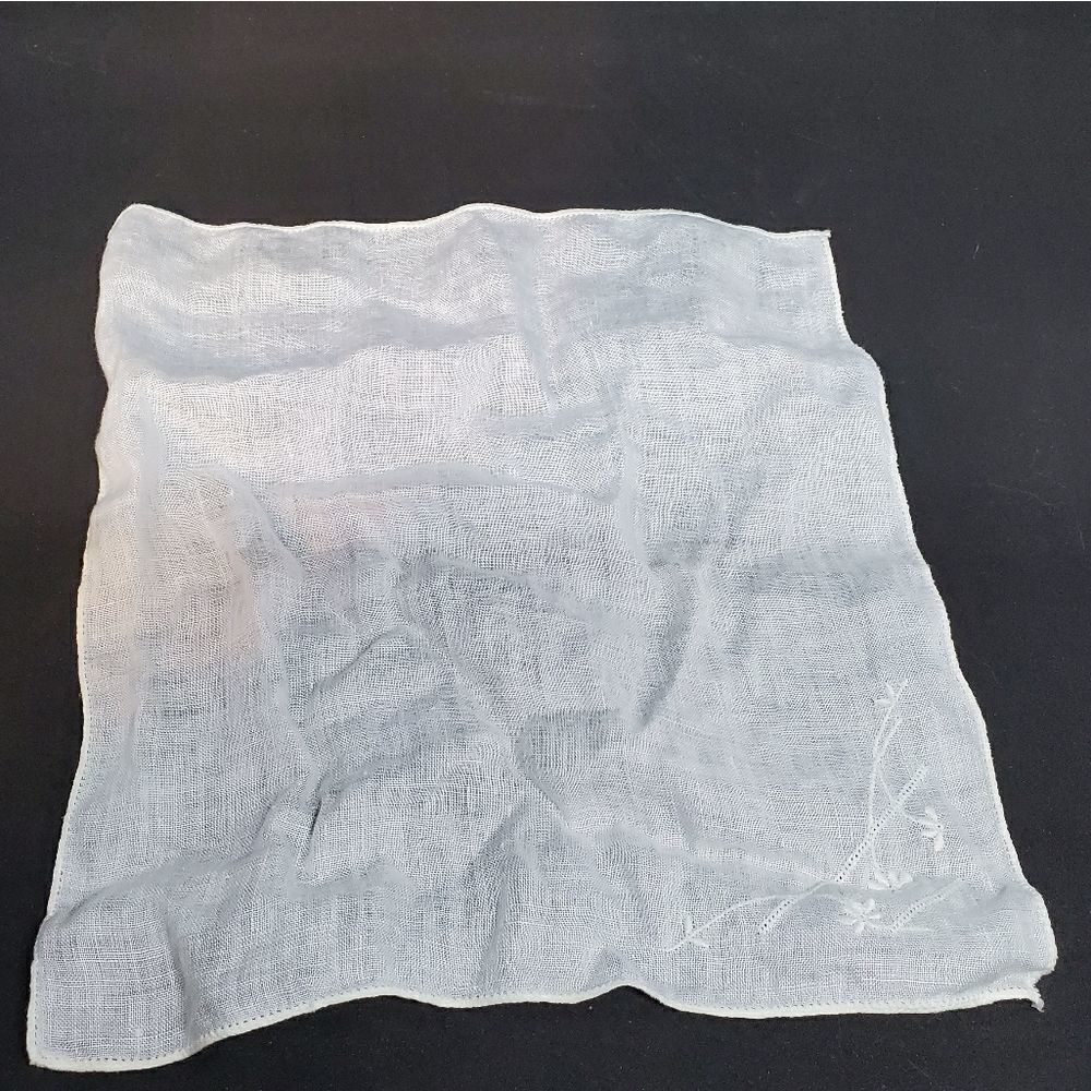 Vintage White Floral Handkerchief
